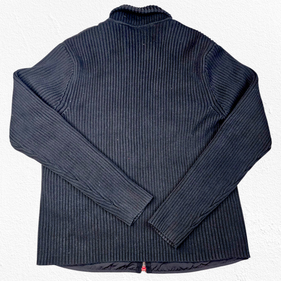 Armani Exchange Black Ribbed Knit Double Zipper Puffer Front Jacket Size Large - Picture 11 of 11